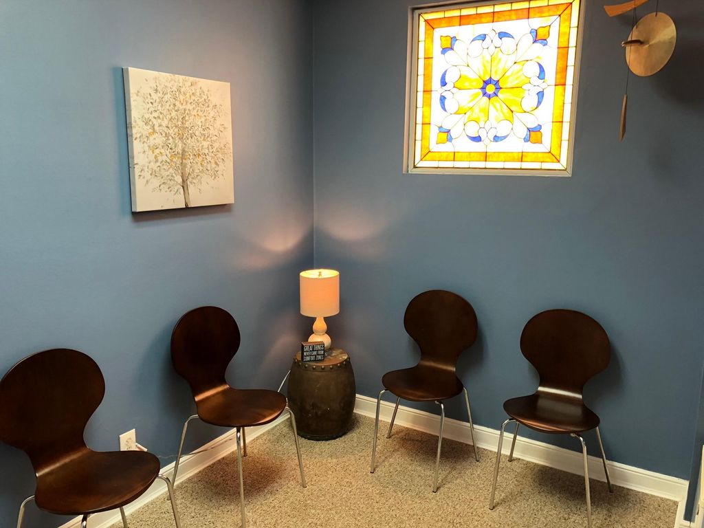 Our waiting room is lit by a beautiful stained gla