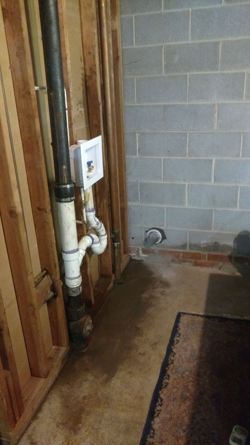 washer drain box install and dryer vent though the