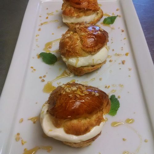 Profiteroles with Anise Ice Cream, Lavender infuse