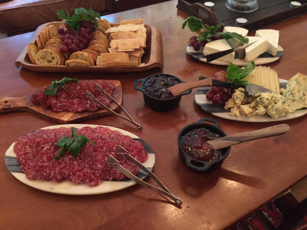 Cheese, crackers, and meats