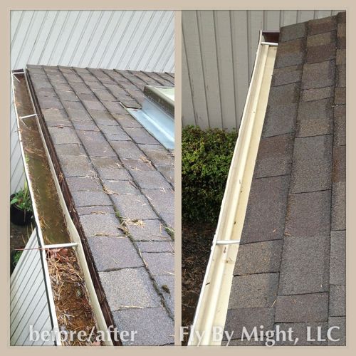 Gutter Cleaning before and after!