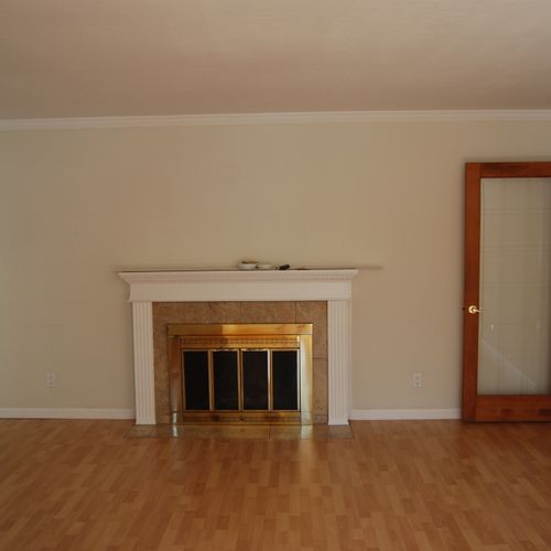 Flooring, Fireplace tile and mantel