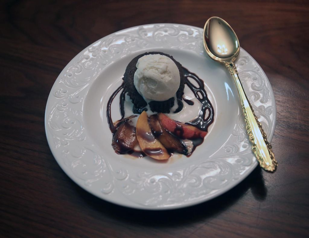 Homemade hot chocolate fondant with homemade vanil