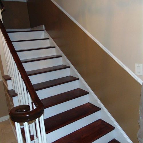 Refinished stairwell and painted walls