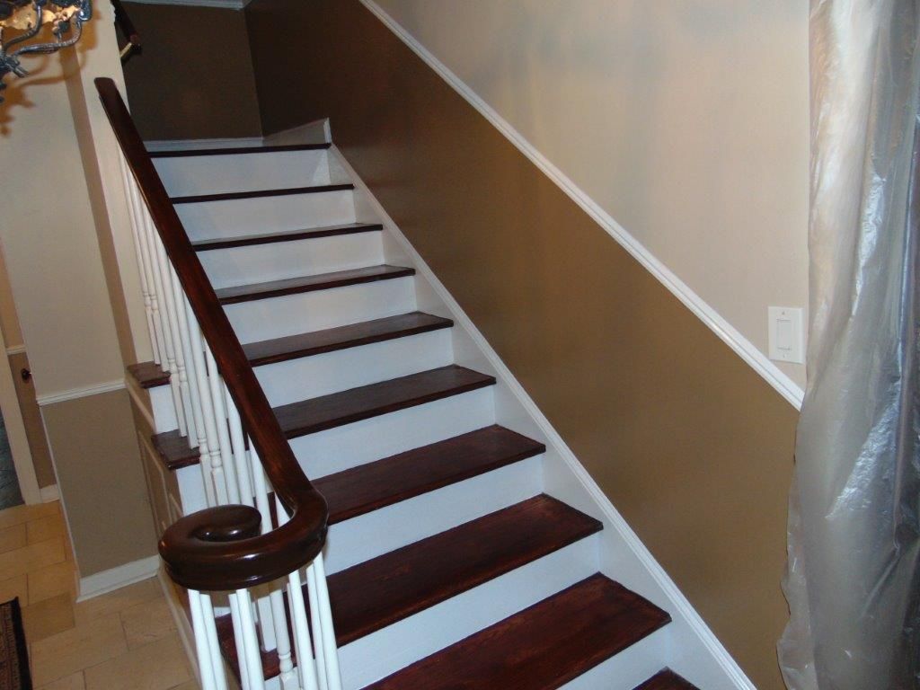 Refinished stairwell and painted walls