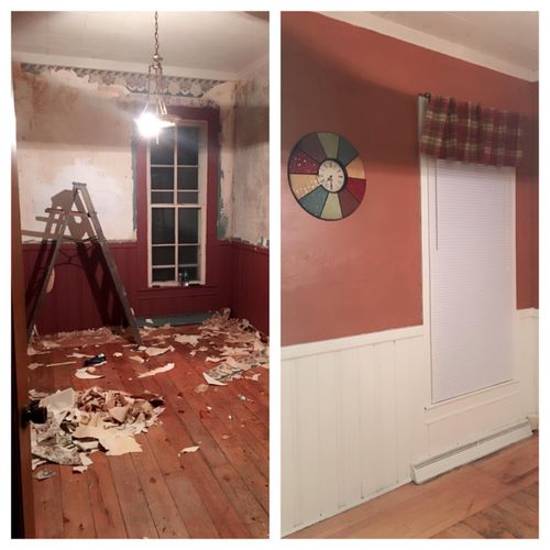 Dinning room wallpaper removal and paint