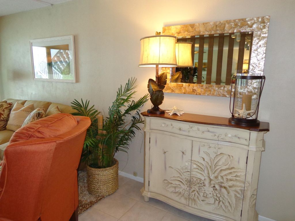 Painted West Indies shallow console with flanking 