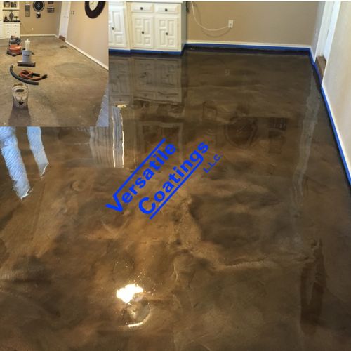 Metallic epoxy floor coatings
