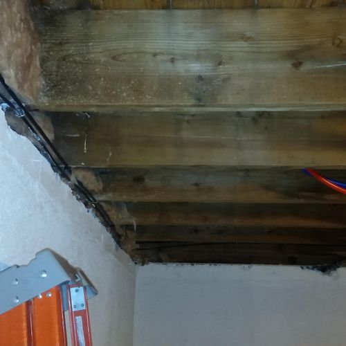 Mold - before pic of floor joists of basement