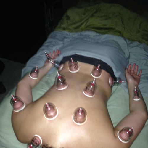 cupping session with repeat client; she's a hairdr