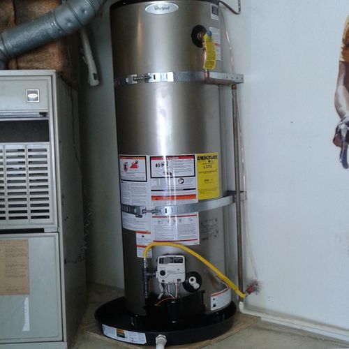 Whirlpool water heater install with all code modif