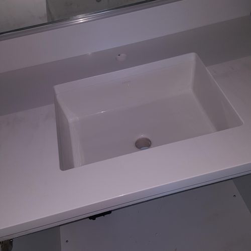 top of sink before faucet install 