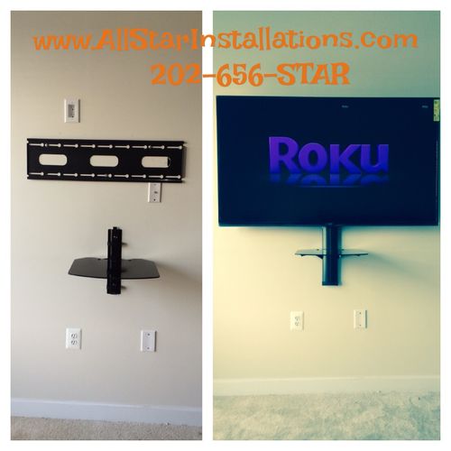 Re-routing coax, and mounting stand and TV