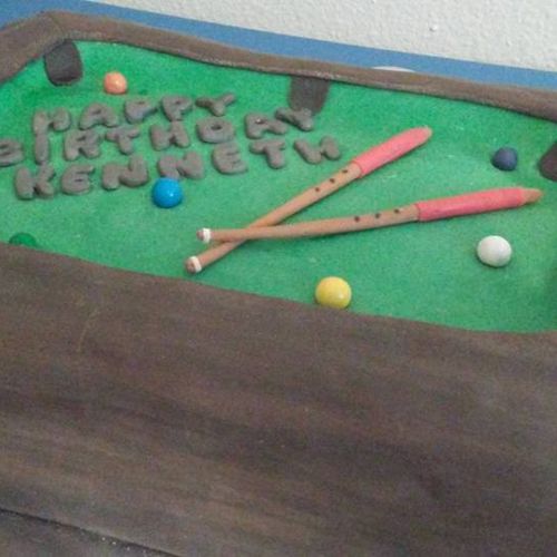 Pool Table Cake; chocolate cake, with vanilla butt