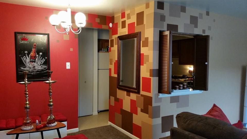 Fun way to do a feature wall and blend the two liv