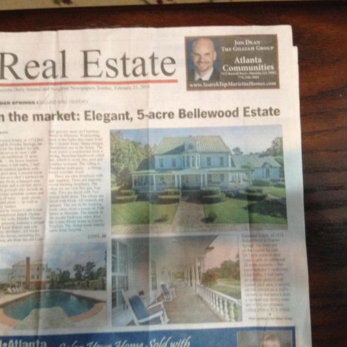 Front page Real Estate section editorial coverage 