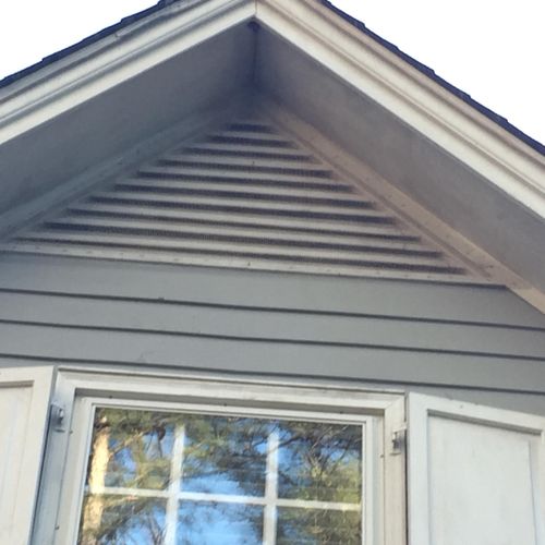 BATS:
Installed Exclusion steel over gable vents. 