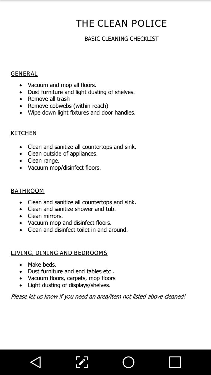 standard cleaning services