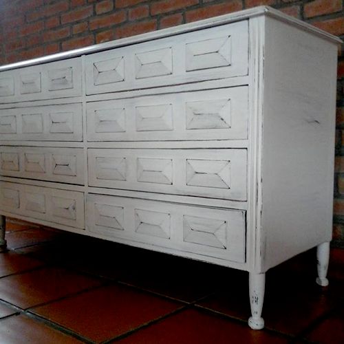 Refinished white vintage dresser