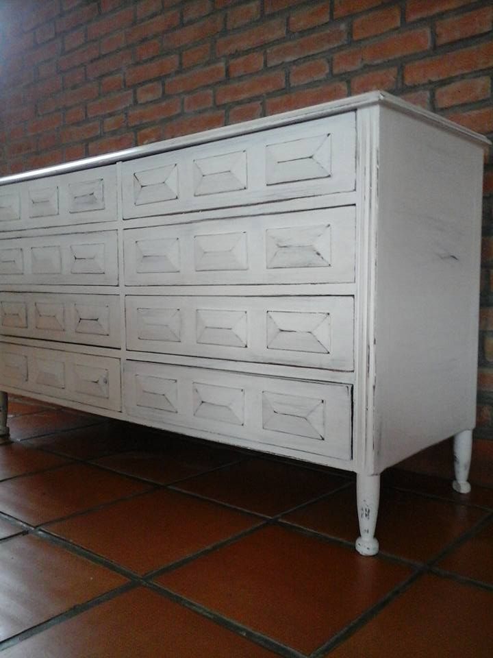 Refinished white vintage dresser