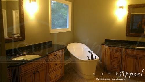 Bathroom remodel. New tile, vanities, bathtub, fix