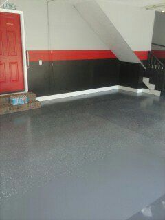 split level painting, did the garage with the step