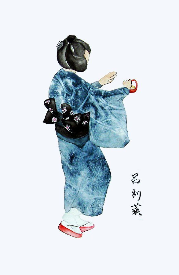 "Botan" (nobility), watercolor, Japanese Odori dan