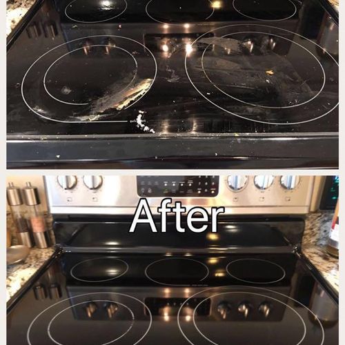 Before and after glass top stove.