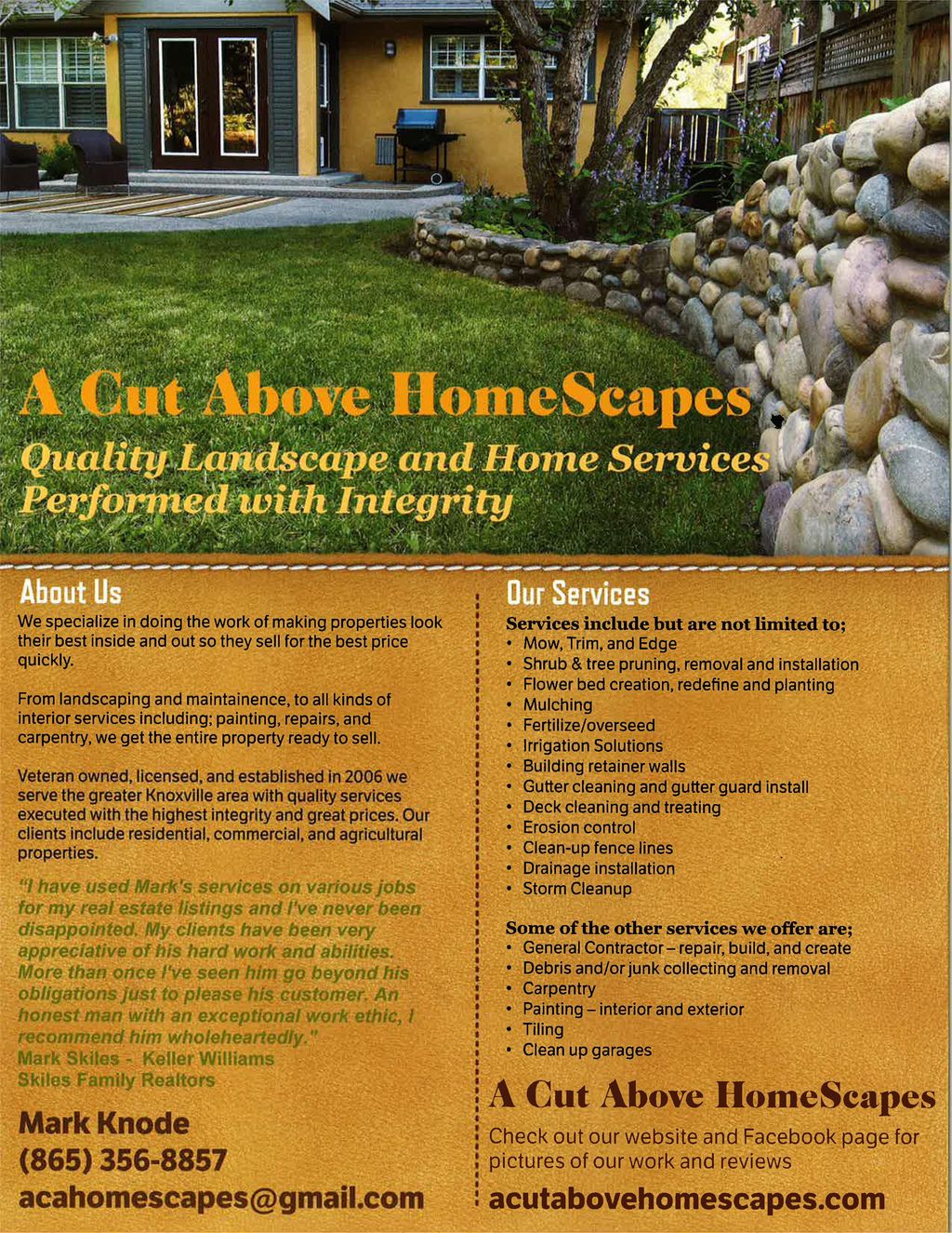 Our flyer describing the services we offer.