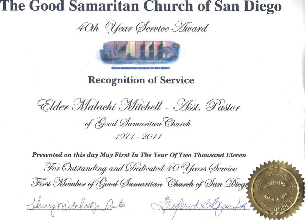 Recognition of Service 1971 to 2011