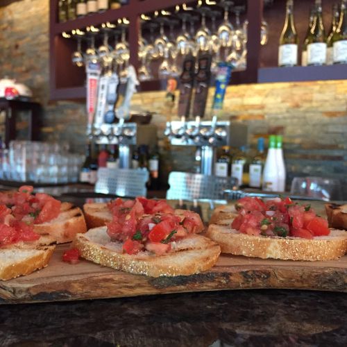 Bruschetta with heirloom tomatoes.  Delicious 