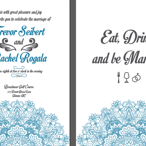 Wedding invitation doily themed
5x7 printed on thi