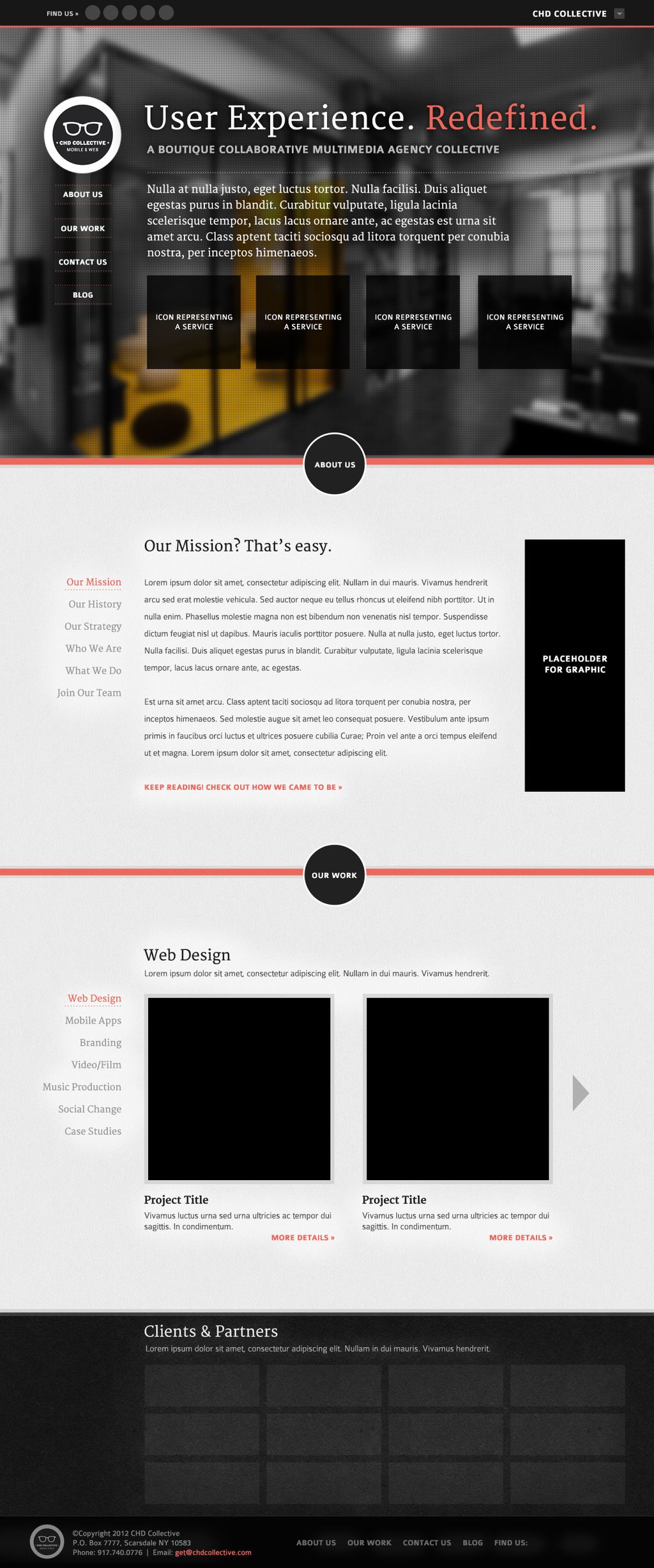 Initial web design concept for CHD Collective (for