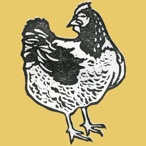 Chicken Block Print Illustration