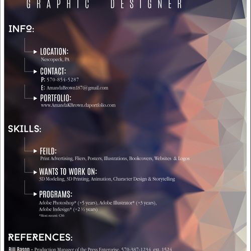 My first page of my resume!