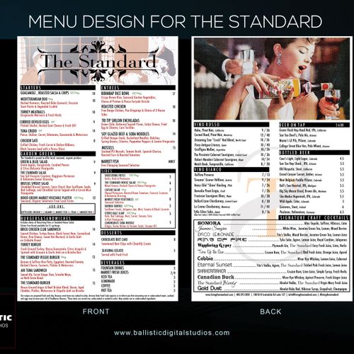 Menu Design | The Standard Restaurant Scottsdale