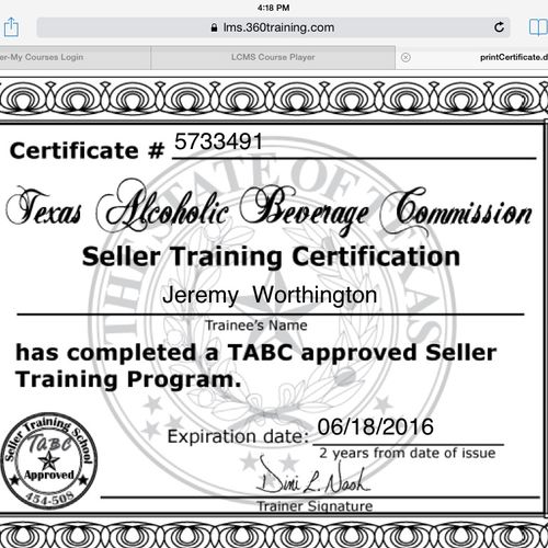TABC Certified
