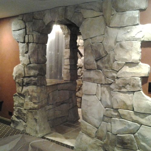 The entrance from a game room to the wine cellar m