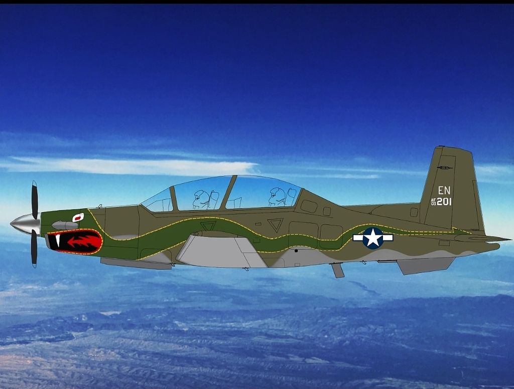 Rendering of WW2 twin dragon graphic on a modern d