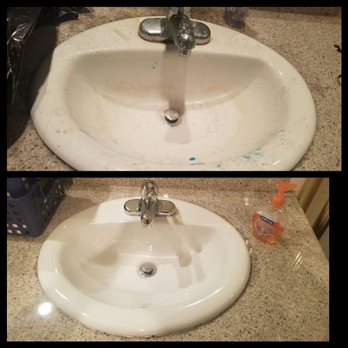 Transformed a bathroom sink that was lined with so