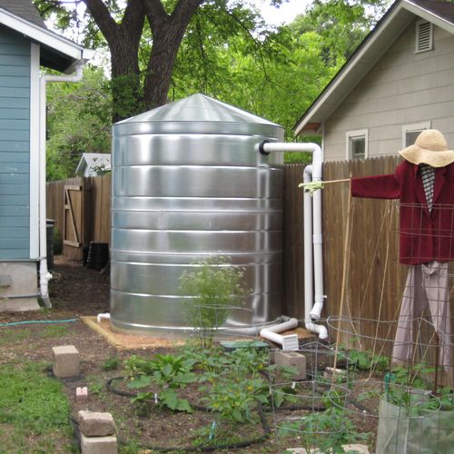 1,500 gallon rainwater collection system with galv