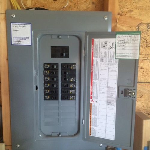 A 100 amp electrical service in a garage installed