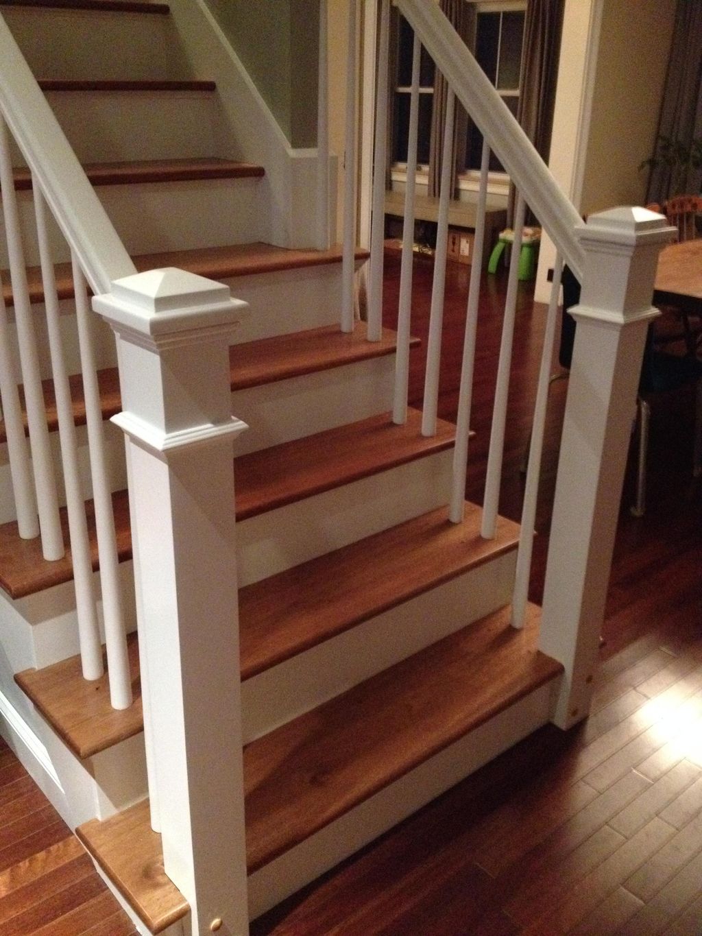 New stair treads, risers & railing system installe