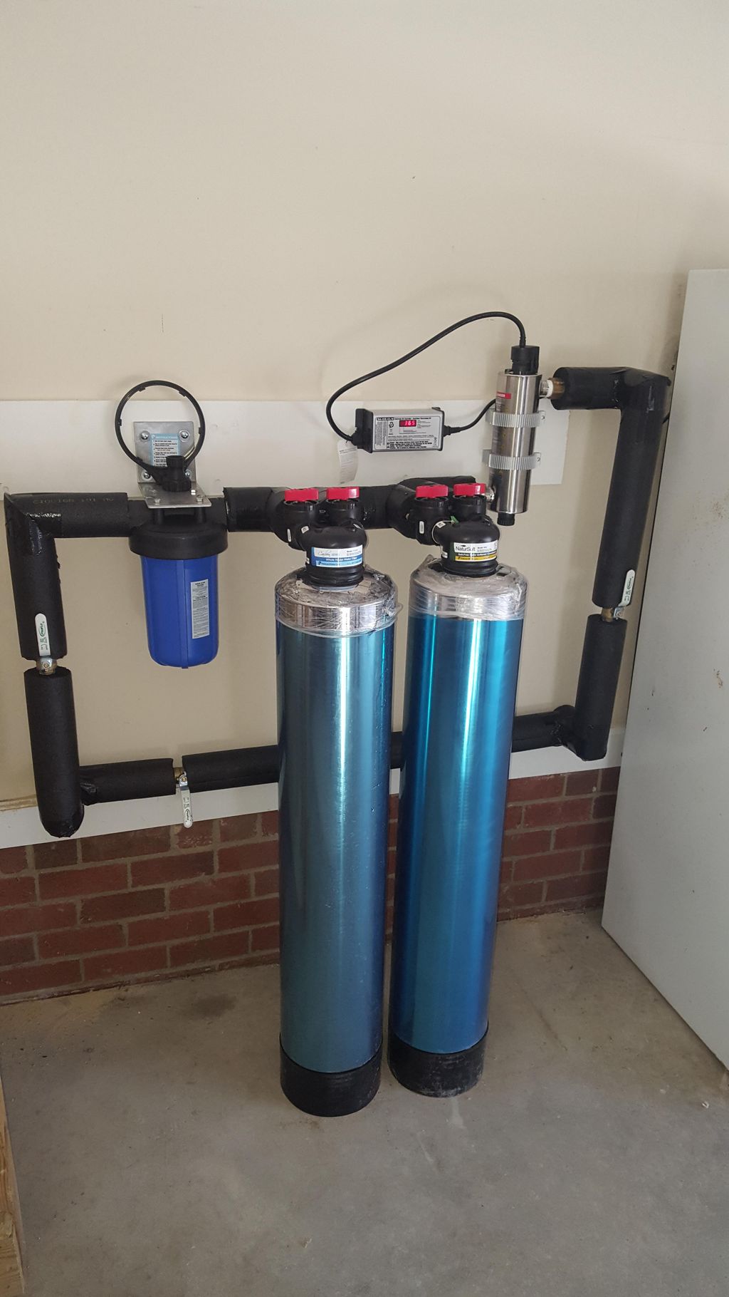 Water treatment system for well water.