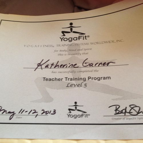 YogaFit certified to level 5.