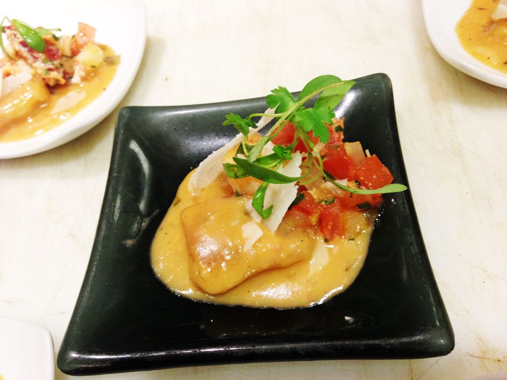 Lemon Gnocchi with parm-lobster bisque.