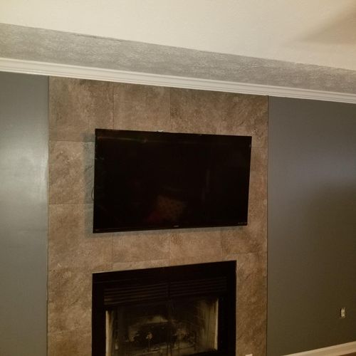 55" Fireplace install with concealed power/wiring