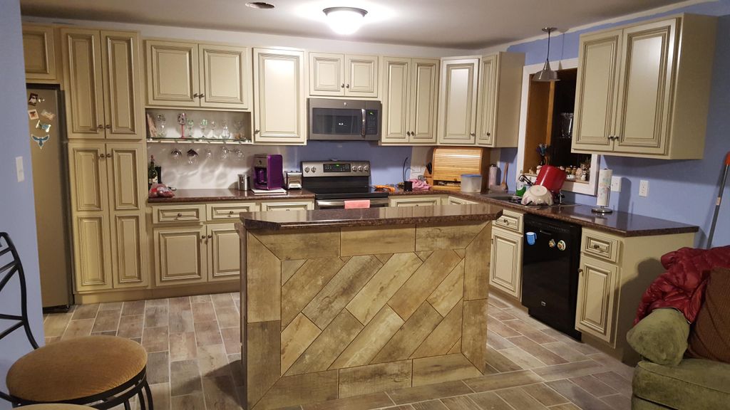 After removing wall to open up kitchen to living r