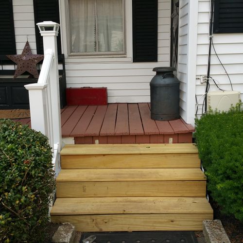 New Stringers and Steps out of PT Decking. New PVC