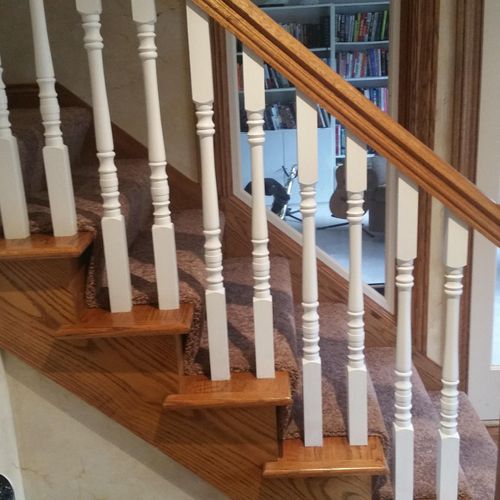 Staircase spindles painted